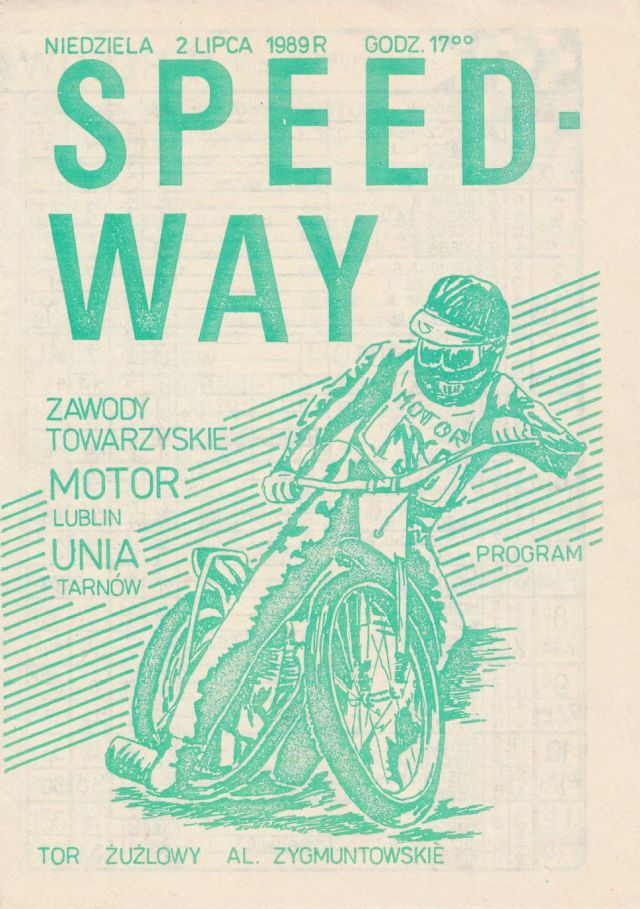 Z archiwum Centrum Historii Sportu: program żużlowy "Motor Lublin - Unia Tarnów. 2 lipca 1989 r."