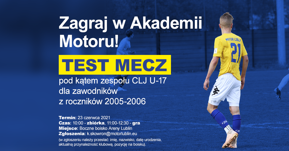 Motor Lublin organizuje test mecz pod kątem zespołu CLJ U-17