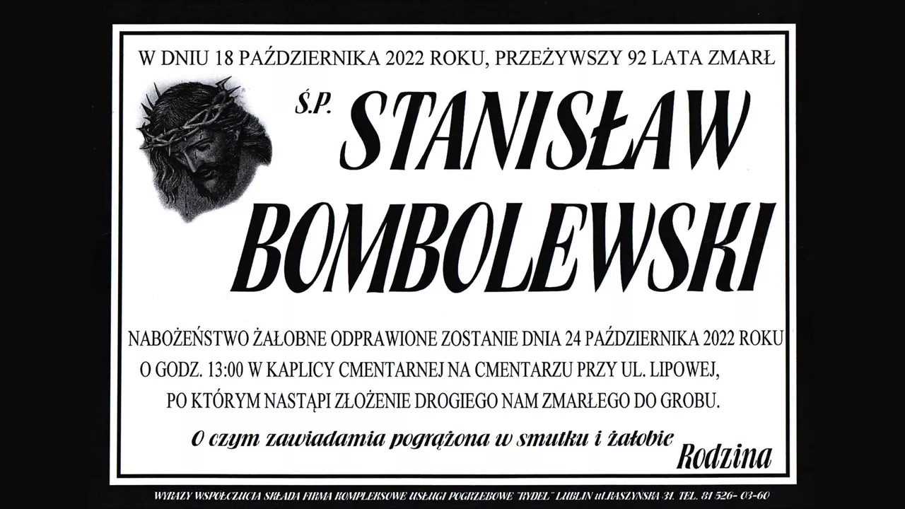 Zmarł Stanisław Bombolewski,