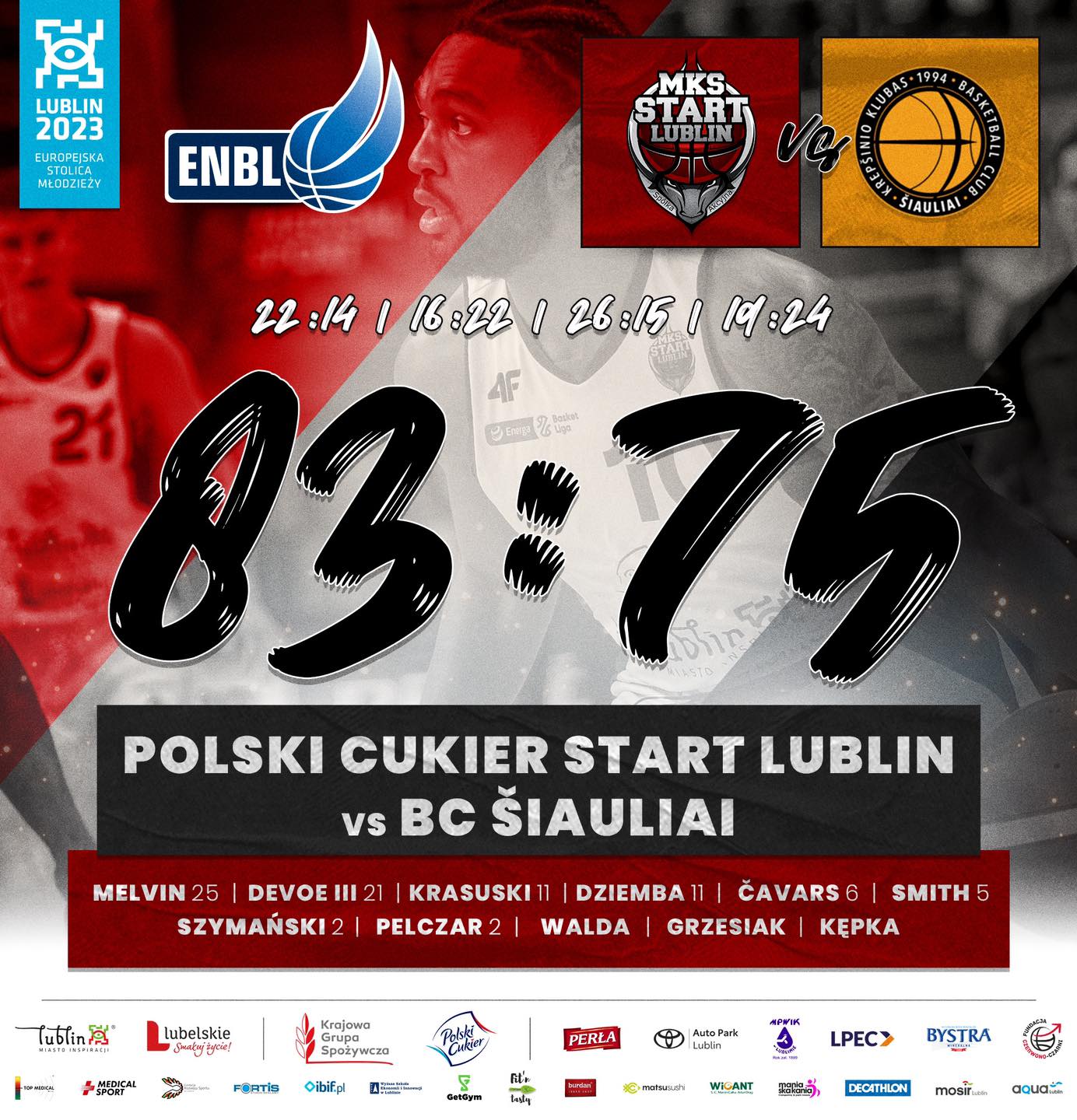 Polski Cukier Start Lublin – BC Siauliai 83:75
