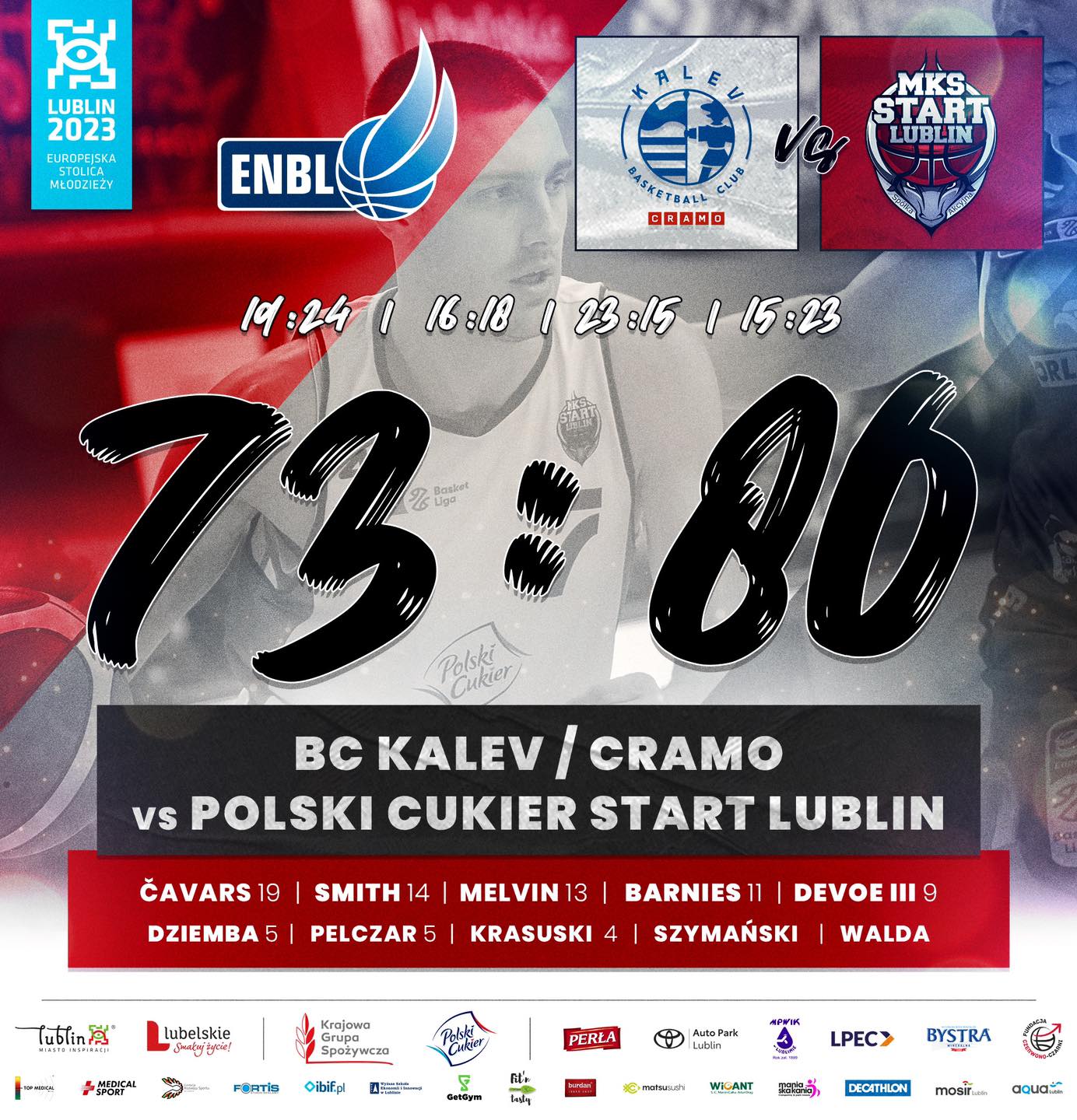 ENBL: BC Kalev/Cramo - Polski Cukier Start Lublin 73:80