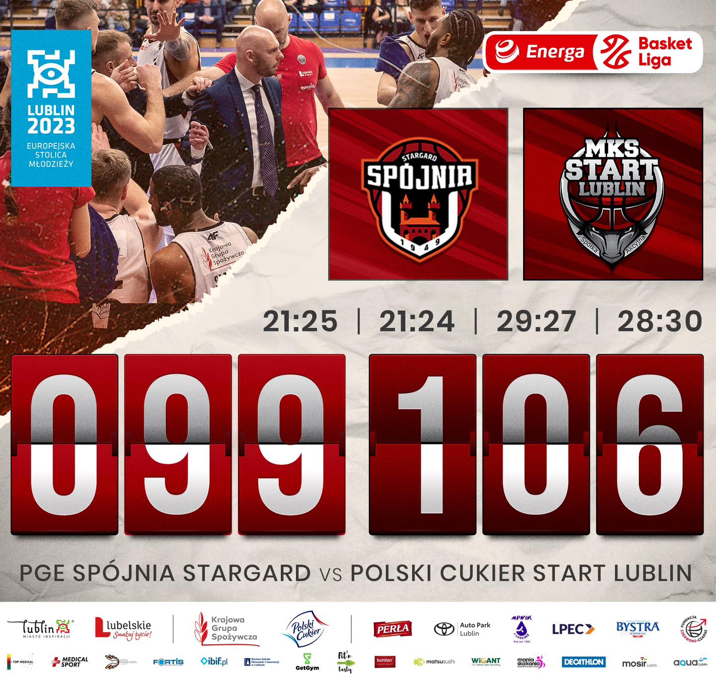 PGE Spójnia Stargard - Polski Cukier Start Lublin 99:106